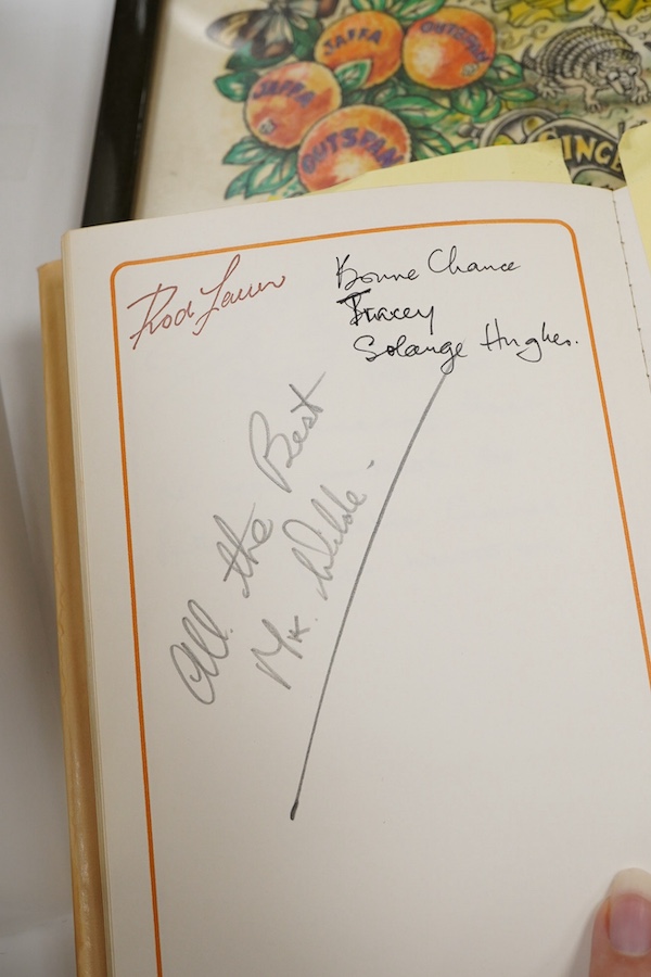 An archive of autographs and signed books relating to Bella Emberg, famed for her work on the Russ Abbot Show, and having originally come from her estate, comprising signatures of mainly television stars of the 1970s, 80